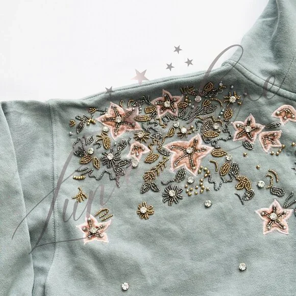 FREE PEOPLE Glitter Oversized Embellished Hoodie NWT - Picture 13 of 16